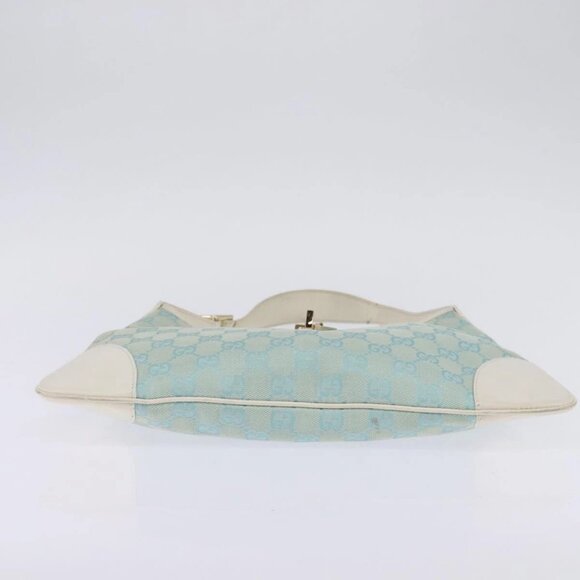 GUCCI Jackie GG Canvas Shoulder Bag Light Blue Gold 001 4057 Auth ki6112 - Picture 7 of 16